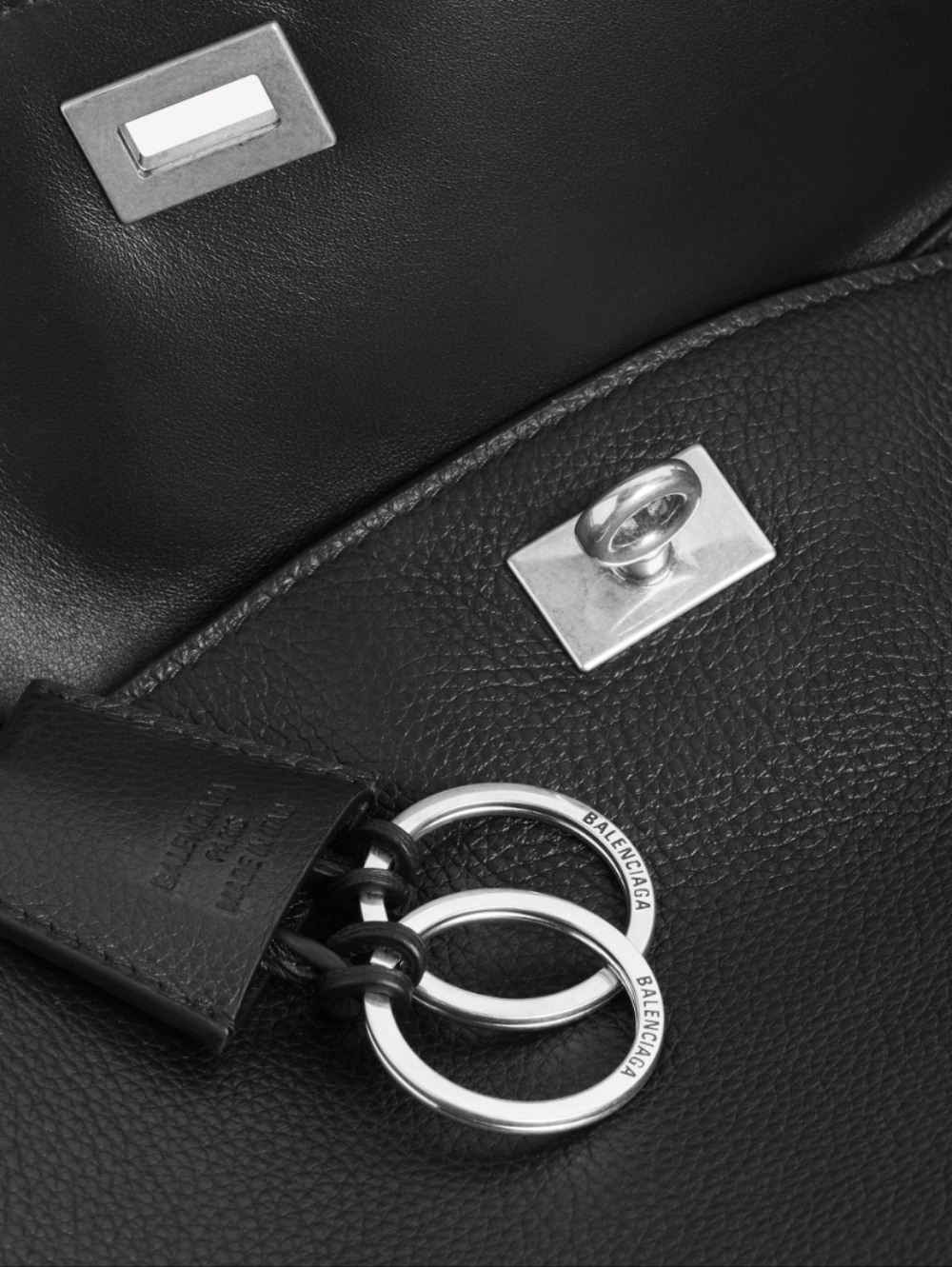 Balenciaga Black Leather Top-Handle Shoulder Bag with Silver Hardware - Picture 6 of 16